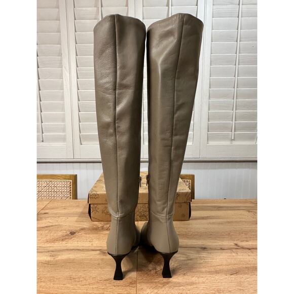 Free People Rocky Slouch Boots Grey/Nickel Leather Sz 6 US 36 EU NIB Modern Chic - Picture 11 of 16